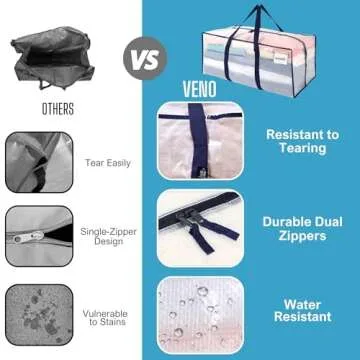 VENO 4 Pack Large Moving Bags - Perfect for Storage and Travel