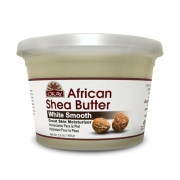 OKAY Pure Naturals White Shea Butter for Hair and Skin - Raw African Shea Butter for Women and Men, ...