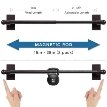 H.VERSAILTEX 2 Pack Magnetic Curtain Rods for Metal Doors Top and Bottom Multi-Use Adjustable Appliances for Iron and Steel Place, Petite Ball Ends, 16 to 28 Inch, 1/2 Inch Diameter, Cocoa
