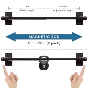 H.VERSAILTEX 2 Pack Magnetic Curtain Rods for Metal Doors Top and Bottom Multi-Use Adjustable Appliances for Iron and Steel Place, Petite Ball Ends, 16 to 28 Inch, 1/2 Inch Diameter, Cocoa