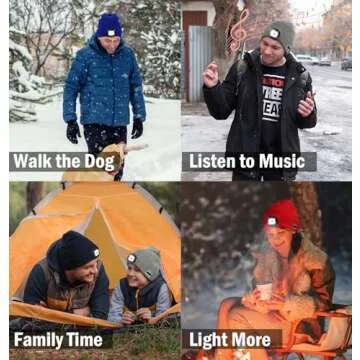 CENSGO Bluetooth Beanie with The Light, Unique Tech Gifts for Men Husband Him Teen, Wireless Headphones for Fishing Jogging Working, Christmas Stocking Black