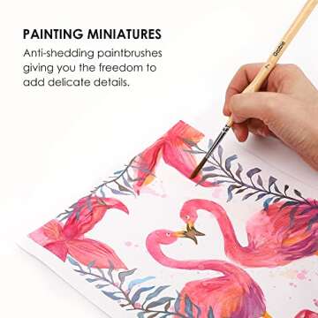 Grabie Paint Brush Set, Miniature Detail, 11 Pcs for Oil, Acrylic, Watercolor and Gouache, Nylon Hai...