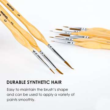 Grabie Paint Brush Set, Miniature Detail, 11 Pcs for Oil, Acrylic, Watercolor and Gouache, Nylon Hair Paint Brush With Natural Wood Handle, Great for Beginners and Professionals