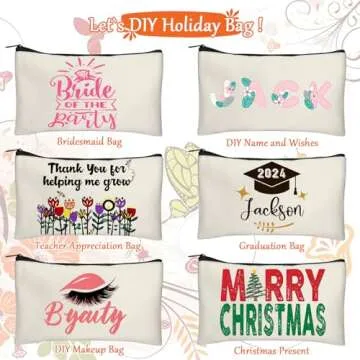 Legigo 10 Pack Blank DIY Craft Case Blank Makeup Bags- Beige Canvas Pencil Pouch Bulk Cosmetic Bag Multi-Purpose Travel Toiletry Zipper Bags (8.3 × 5 Inch)