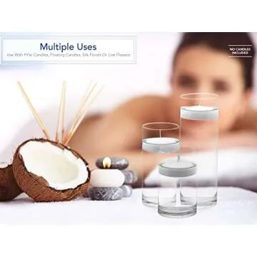 Royal Imports Glass Cylinder Flower Centerpiece Vases Set of 3 - Hurricane Candle Holder for Pillar,...