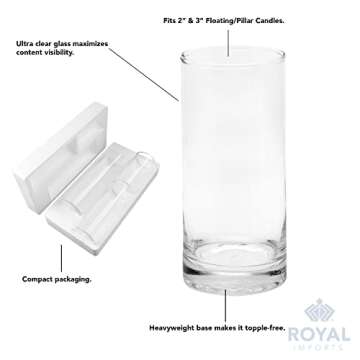 Royal Imports Glass Cylinder Flower Centerpiece Vases Set of 3 - Hurricane Candle Holder for Pillar, Floating, Tealights - Use for Floral, Wedding Table, Home Decor, Party, Holiday