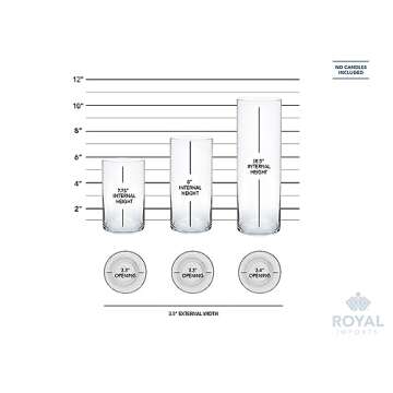 Royal Imports Glass Cylinder Flower Centerpiece Vases Set of 3 - Hurricane Candle Holder for Pillar, Floating, Tealights - Use for Floral, Wedding Table, Home Decor, Party, Holiday