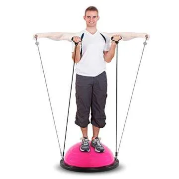 BIGTREE Balance Trainer Stability Half Ball with Resistance Bands - 55cm - Pink