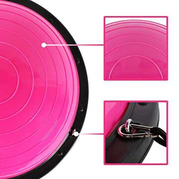 BIGTREE Balance Trainer Stability Half Ball with Resistance Bands - 55cm - Pink