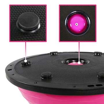 BIGTREE Balance Trainer Stability Half Ball with Resistance Bands - 55cm - Pink