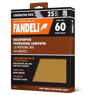 Fandeli | Multi-Purpose Sandpaper | 60 Grit | 25 Sheets of 9'' x 11'' | Metal and Wood Sandpaper | W...