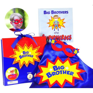 Tickle & Main Big Brother Gift Set, 3 Piece Set Includes Big Brothers are Superheroes Book, Satin Ca...