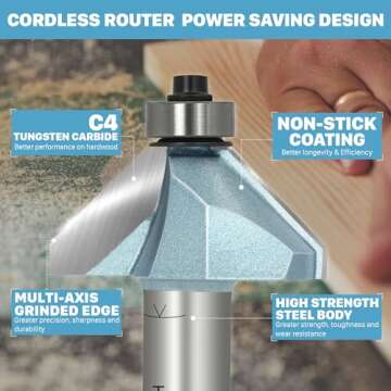 KEENTECH 45 Degree Chamfer Router Bit - Precision Woodworking Tool