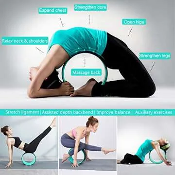 Yoga Wheel Set (11-in-1),Yoga Wheel Back Wheel for Back Pain, Yoga Blocks 2 Pack with Strap, Resistance Bands,Yoga Wheel Bag, Perfect Yoga Accessory for Stretching and Improving Backbends (Blue)