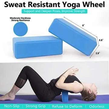 Yoga Wheel Set (11-in-1),Yoga Wheel Back Wheel for Back Pain, Yoga Blocks 2 Pack with Strap, Resistance Bands,Yoga Wheel Bag, Perfect Yoga Accessory for Stretching and Improving Backbends (Blue)