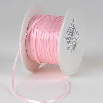 Light Pink Satin Ribbon 1/8 inch 100 Yards