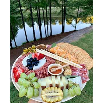 Charity Leaf Disposable Palm Leaf 12" Round Plates (25 pieces) Bamboo Like Serving Platters, Disposable Boards, Eco-Friendly Dinnerware For Weddings, Catering, Events