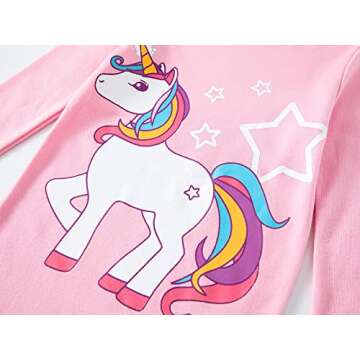 Babyroom Girls Matching Doll&toddler 4 Piece Cotton Pajamas Toddler Unicorn Sleepwear size 6 Pink