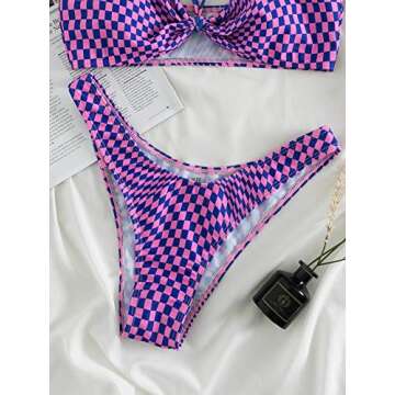 SOLY HUX Women's Criss Cross Halter Bikini Bathing Suits 2 Piece Swimsuits Purple S