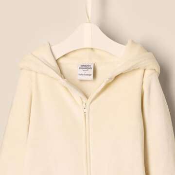 Amazon Essentials x Sofia Grainge Unisex Babies' Velour Hooded Coverall, Beige, 0-3 Months