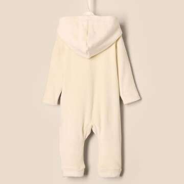 Amazon Essentials x Sofia Grainge Unisex Babies' Velour Hooded Coverall, Beige, 0-3 Months