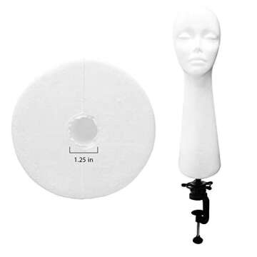 STUDIO LIMITED 20 Inch Long Neck Styrofoam Mannequin Head for Wig Display, White Foam (1 PC)