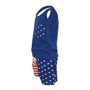 Unique Baby Boys Patriotic Flag Stars Stripes 4th of July Shorts Set (2T)