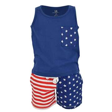 Unique Baby Boys Patriotic Shorts Set for 4th of July