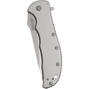 Kershaw Volt SS Folding Pocketknife, 3.5" 8Cr13MoV Stainless Steel Drop Point Plain Edge Blade, Assisted One Hand Opening, 3 Position Pocket Clip,Grey