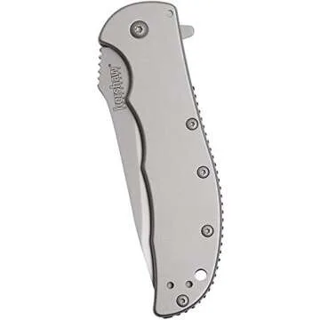 Kershaw Volt SS Folding Pocketknife, 3.5" 8Cr13MoV Stainless Steel Drop Point Plain Edge Blade, Assisted One Hand Opening, 3 Position Pocket Clip,Grey