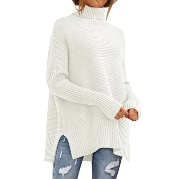 ANRABESS Women's Oversized Turtleneck Sweater - Trendy 2024 Knitwear