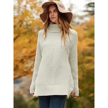 ANRABESS Women Oversized Turtleneck Sweater 2024 Trendy