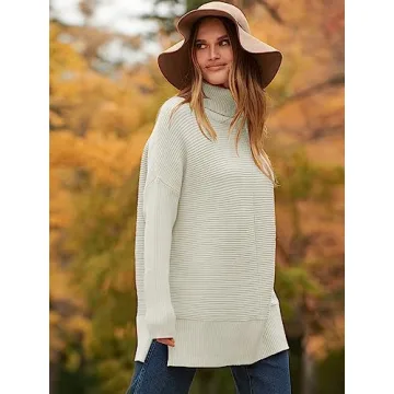 ANRABESS Women Oversized Turtleneck Sweater 2024 Trendy
