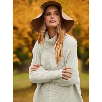 ANRABESS Women Oversized Turtleneck Sweater 2024 Trendy