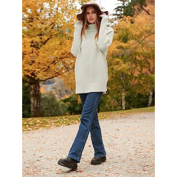 ANRABESS Women Oversized Turtleneck Sweater 2024 Trendy