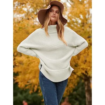 ANRABESS Women Oversized Turtleneck Sweater 2024 Trendy