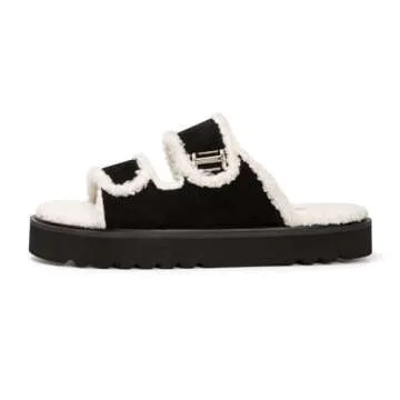 FUNKYMONKEY Women’s Cozy Fur Slippers with Double-Strap