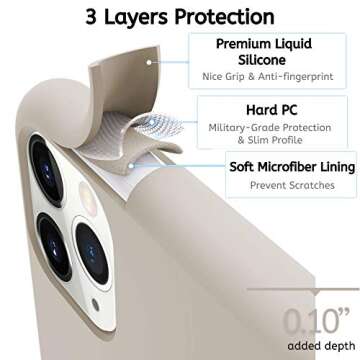 IceSword Compatible with iPhone 11 Pro Case Stone, Thin Liquid Silicone Case, Soft Silk Matte Pure Beige, Tan, Creamy, Gel Rubber Full Body, Cool Protective Shockproof Cover 5.8" 11P - Stone