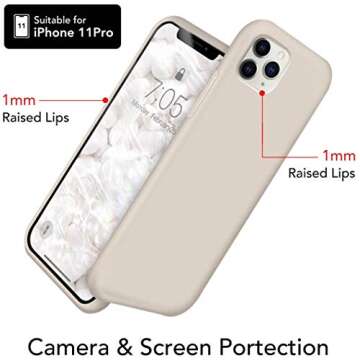 IceSword Compatible with iPhone 11 Pro Case Stone, Thin Liquid Silicone Case, Soft Silk Matte Pure Beige, Tan, Creamy, Gel Rubber Full Body, Cool Protective Shockproof Cover 5.8" 11P - Stone