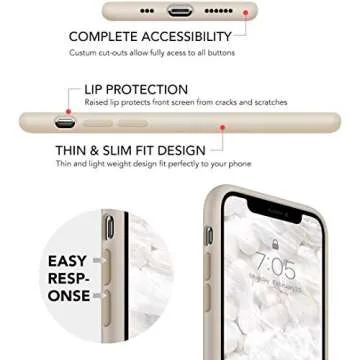 IceSword Compatible with iPhone 11 Pro Case Stone, Thin Liquid Silicone Case, Soft Silk Matte Pure Beige, Tan, Creamy, Gel Rubber Full Body, Cool Protective Shockproof Cover 5.8" 11P - Stone