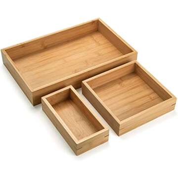 Natural Bamboo Vanity Organizer Set for Stylish Storage