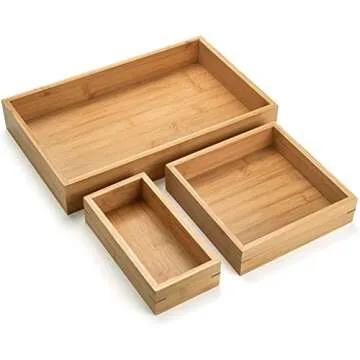 Natural Bamboo Vanity Organizer Set for Stylish Storage
