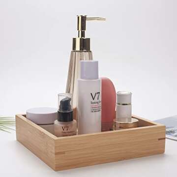 Natural Bamboo Vanity Organizer Set for Stylish Storage