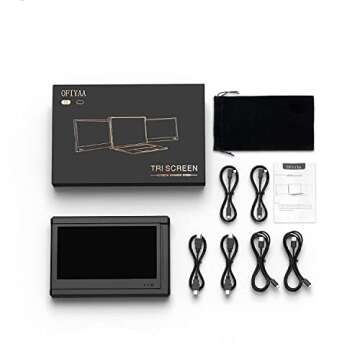 Fagomfer Laptop Screen Extender, P2 12" Triple Portable Monitor Tri Display 1080P FHD IPS USB/Type-C/HDMI 4 Speakers External Monitor Compatible with 13-16'' Windows/Mac/Android/Notebook