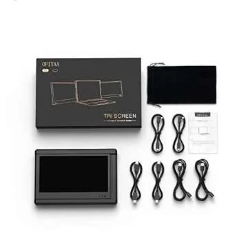 Fagomfer Laptop Screen Extender, P2 12" Triple Portable Monitor Tri Display 1080P FHD IPS USB/Type-C/HDMI 4 Speakers External Monitor Compatible with 13-16'' Windows/Mac/Android/Notebook