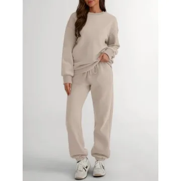 Trendy Queen Sweatsuits Women 2 Piece Outfits Two Piece Crewneck Sweatshirts Sets Lounge Fall Fashion Sweatpants 2025 Tracksuits