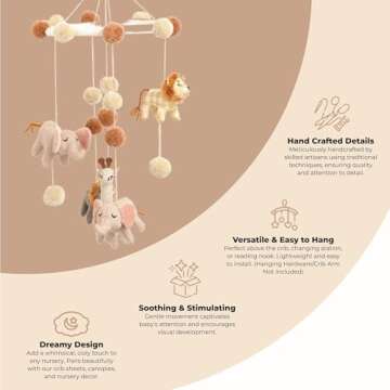 Crane Baby Safari Nursery Ceiling Hanging Decor Boho Jungle Animals Room Decor for Babies Crane Baby...