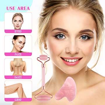 Gua Sha Face Jade Roller Set: Natural Massage Beauty Tool