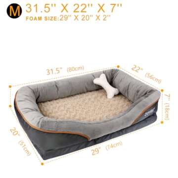 JOYELF Medium Memory Foam Dog Bed with Removable Cover