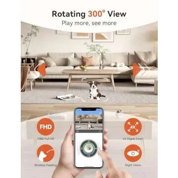 WOPET 300° Dog Camera with Treat Dispenser, New 5G , WiFi Pet Camera Treat Tossing for Cats and Dogs, 1080P HD with Night Vision, 2-Way Audio for Monitoring Your Pet on Phone app